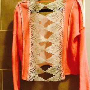 Winter SALE!! Adorable lace backed long sleeve top